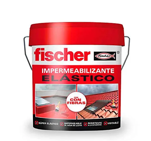 fischer - Vernice impermeabilizzante 15l (secchio da 20 kg) Grigio con fibre, impermeabile...