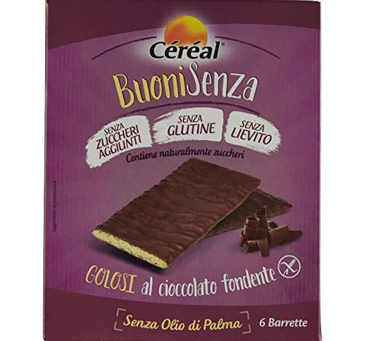 Céréal Buonisenza Golosi al Cioccolato Fondente, 6 Barrette, 102g