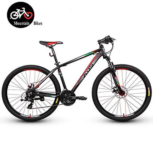 QMMD Mountain Bike 24 velocità, 27.5 Pollici Bicicletta Mountain Bike, Adulti Front Suspen...
