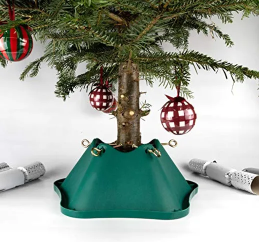 Bosmere Supporto Base per Albero di Natale, in Plastica, con Foro per Tronco, Verde