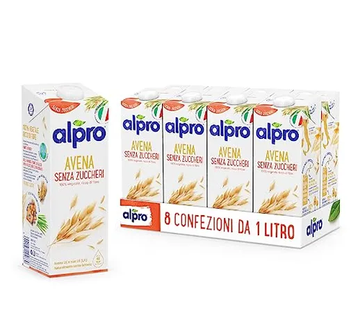 ALPRO SENZA ZUCCHERI, Bevanda all'AVENA, 100% vegetale con vitamine B2, B12 e D (8 confezi...