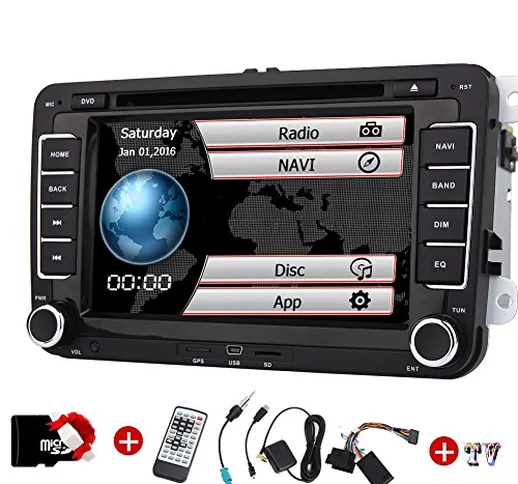 Doppia 2DIN autoradio per VW Volkswagen Eincar GPS 7inch autoradio con GPS Can Bus di navi...