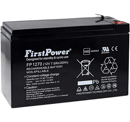 POWERY Batteria al Gel di Piombo First Power per: ups APC Power Saving Back-ups PRO 550 7A...