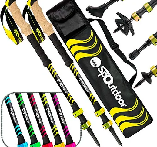 SpOutdoor Bastoncini Trekking Telescopici Leggeri, Bastoni in Allu 7075 per Nordic Walking...