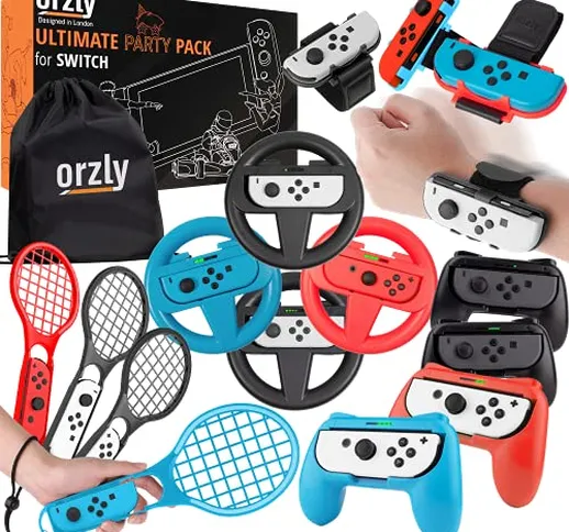 Pacchetto di Accessori Orzly PartyPack - per Nintendo Switch - 4x Impugnature per Controll...