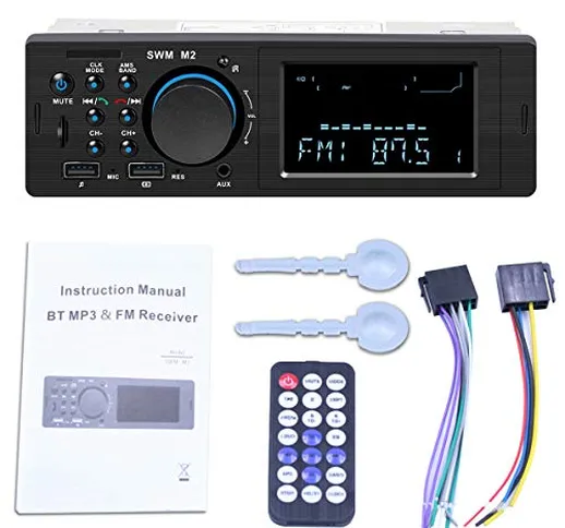 Autoradio Bluetooth, lettore multimediale digitale, radio FM per auto, con 2 USB di ricari...