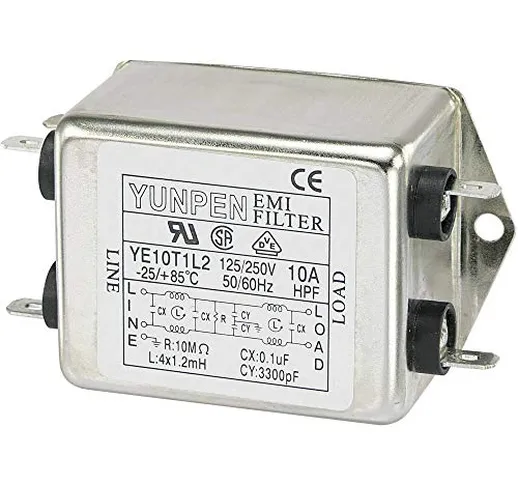 Yunpen YE10T1L2 Filtro antidisturbo 250 V/AC 10 A 1.2 MH (L x L x A) 75 x 51 x 37 mm 1 pz.