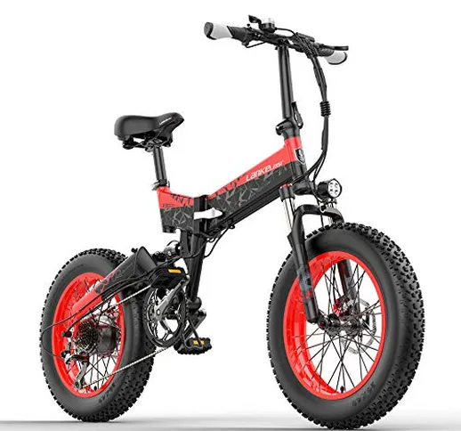 X3000plus 20 pollici Fat Bike pieghevole mountain bike elettrica, bicicletta di assistenza...