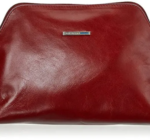 Piquadro Nécessaire Collezione Blue Square Beauty Case, Pelle, Rosso, 22 cm