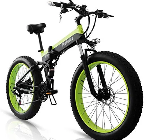 KETELES Bici Elettrica Pieghevole Mtb E-bike Fat Bike, Bicicletta Elettrica a Pedalata Ass...