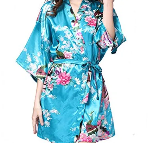 Weimilon Kimono Accappatoio Brevi Pigiama della Donna degli Indumenti Satin Elegante Unico...
