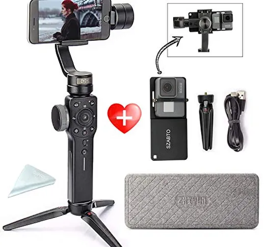 Zhiyun Smooth 4 (Con tripied +Adattatore) Gimbal Smartphone 3 assi tascabile stabilizzator...