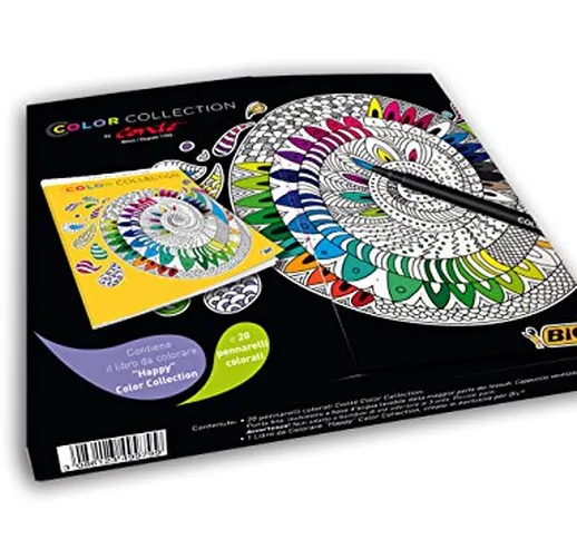 BIC Color Collection, Libro da Colorare per Adulti con Set 20 Pennarelli Punta Fine, Idea...