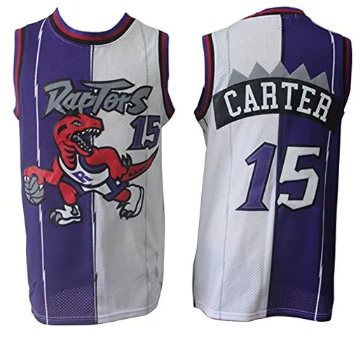 GFENG Maglietta da Basket Maglia T-Shirt Raptors 15# Carter Jersey Basketball Maglie Top U...