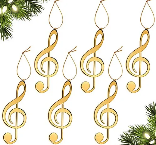 6 Ornamenti Natalizi con Chiave di Violino in Oro Ornamenti Appesi con Note Musicali per A...