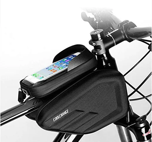 dongwenchao1104 Borsa per Bici su Tubo, Impronta Digitale Sblocco per Borsa da Sella Anter...