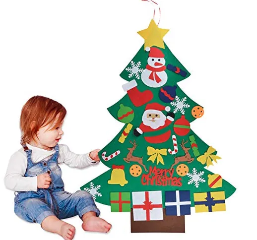 Bageek 28PCS DIY Albero di Natale in Feltro per Regali per Bambini Natale Decorazioni dell...