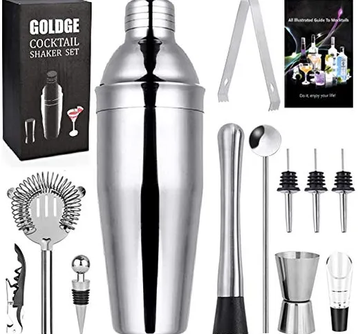 GOLDGE Shaker per cocktail, 12 pezzi professionale Barman Shaker 750 ml Set di attrezzi da...