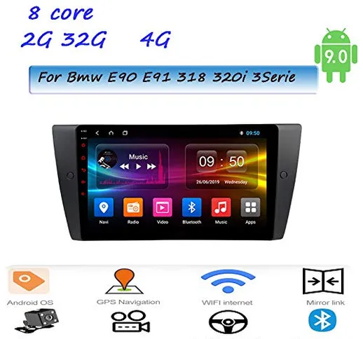 LHWSN DSP Android Car Stereo 9" IPS Schermo Autoradio Navigazione GPS 8 Core per BMW E90 E...