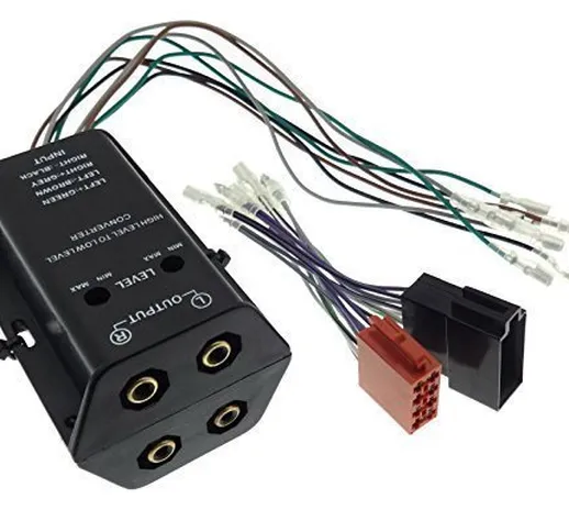 Adattatore/amplificatore a 4 canali, convertitore alto livello/basso livello ISO RCA, per...