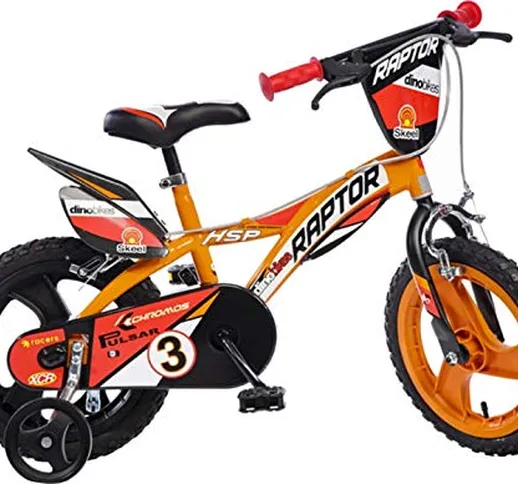 Dino Bikes - Bicicletta da bambino, 16", colore: nero/arancione