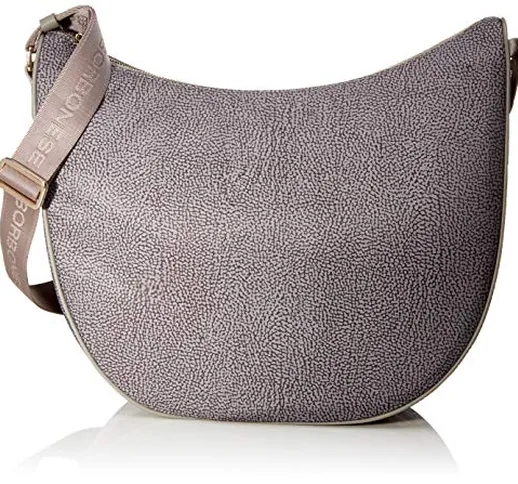 Borbonese Luna Bag Medium, Borsa a tracolla Donna, Grigio (Grigio Ardesia), 35x38x15 cm (W...