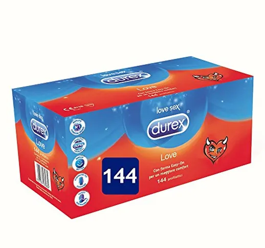 Durex Love Giga Pack Preservativi Comfort Facili da Indossare, 144 Pezzi