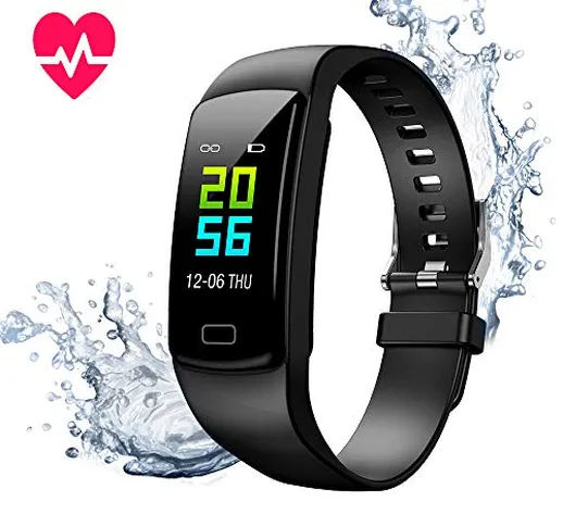 Orologio Fitness Tracker, Smartwatch Pressione Sanguigna Cardiofrequenzimetro Bluetooth Ac...