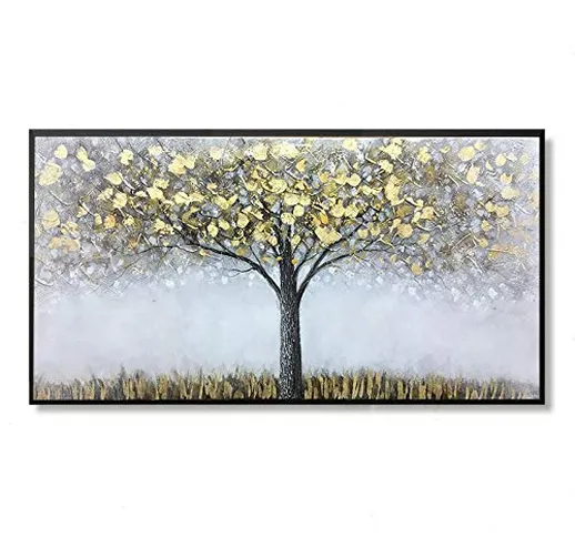 Gbwzz Dipinto a Mano Coltello Pittura ad Olio Albero d'oro su Tela Grande tavolozza Dipint...