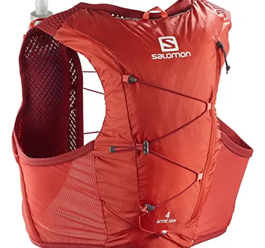 Salomon Active Skin 4, Gilet l’Idratazione da Trail, 4 L, con 2 Borracce Morbide Incluse,...