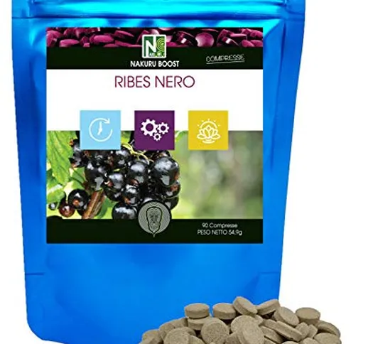 Ribes Nero / 90 Compresse da 610mg / NAKURU Boost/Polvere compressa secca e fredda/Analizz...