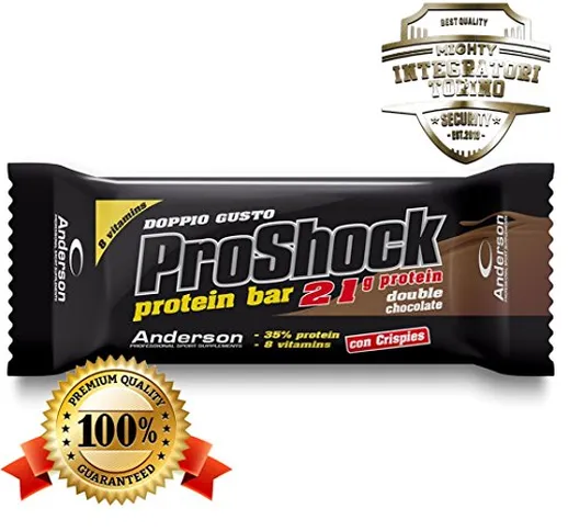 Anderson Proshock - 24 Barrette Proteiche da 60 g con 21g di Proteine Whey e 8 Vitamine -...
