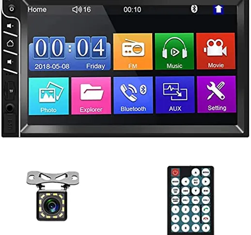 Autoradio Bluetooth doppio Din - Autoradio digitale touchscreen da 7" HD con MirrorLink, l...