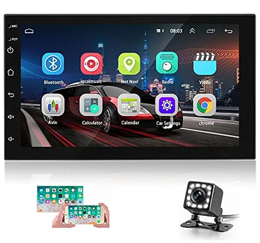 Hikity 2 Din Android Autoradio con GPS Touch Screen Capacitivo da 7 Pollici Ricevitore Rad...