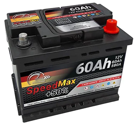 BATTERIA AUTO SPEED MAX L2 60Ah 580A EN 12V POLO POSITIVO DESTRA