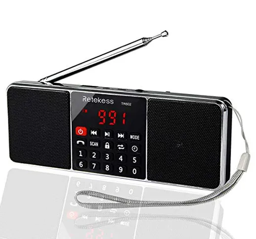 Retekess TR602 Portatili Radio AM(MW)/FM con L'Altoparlante e Funzione Bluetooth Lettore M...