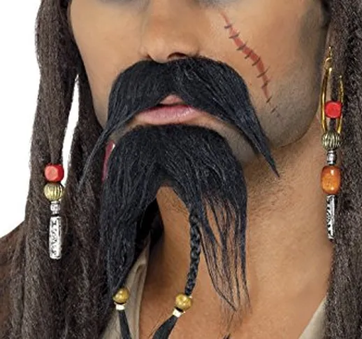 Smiffy's 889421 - Set di barba e baffi per travestimento da Jack Sparrow, Taglia unica