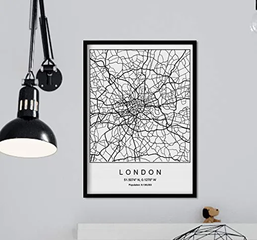 Nacnic Stampa artistica cartina geografica della città di Londra. Mappa della città dell'a...
