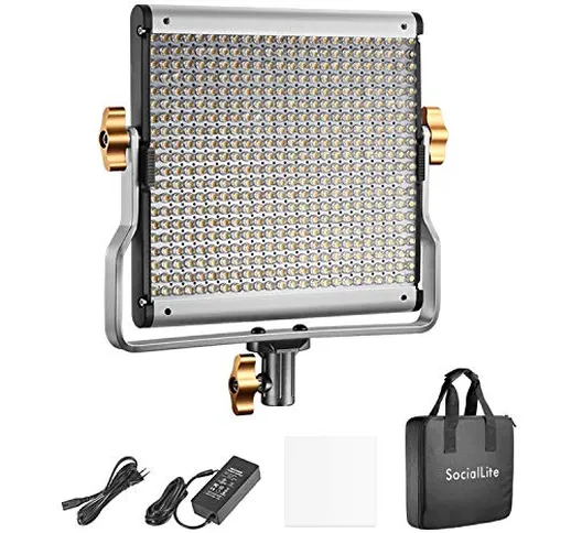 SocialLite Pannello Luce 480 LED Bicolore Dimmerabile 3200-5600K CRI96+ con Filtro Sottile...