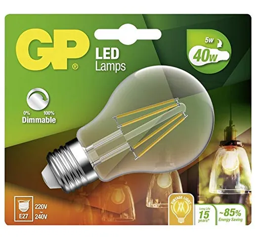 GP Lampada a LED E27, 5 W, Bianco Caldo, 14 x 12 x 6 cm