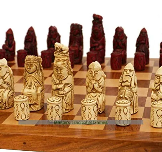 Berkeley Medieval Ornamental Chess Set (Cream And Red, Board Not Included)