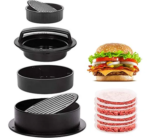 Burger Press, kit di hamburger 3 in 1 antiaderente stampo per farciti, cursori, hamburger...