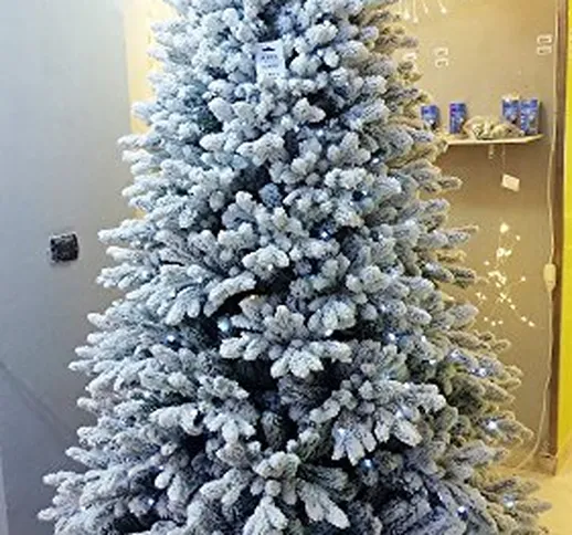 Salone Negozio Online Albero di Natale ABETONE Luminoso INNEVATO CM.210 A LED Caldo Base C...