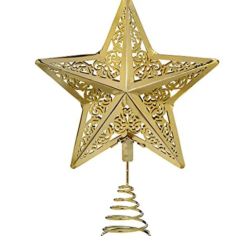 WeRChristmas-Decorazione natalizia a forma di stella 30 cm, con puntale per albero di Nata...