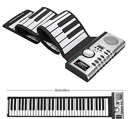 ZHLAMPS Tastiera Roll-up per Pianoforte Portatile 61 Tasti Tastiera Digitale Digitale per...