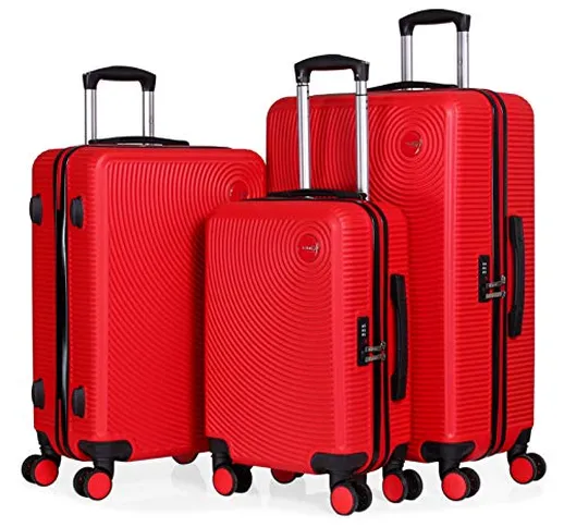 CABIN GO – Set di 3 valigie - bagaglio a mano da 55 cm, valigia media da 65 cm, valigia gr...