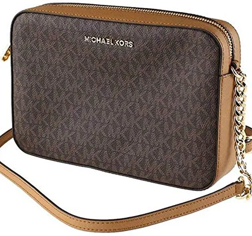 Michael Kors, Jet Set, Borsa a tracolla, da donna, motivo con logo, Marrone (Marrone 2019....