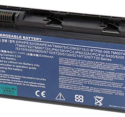 GRAPE32 Sostituzione della batteria del laptop per Acer TravelMate 5220 5520 5310 5320 533...