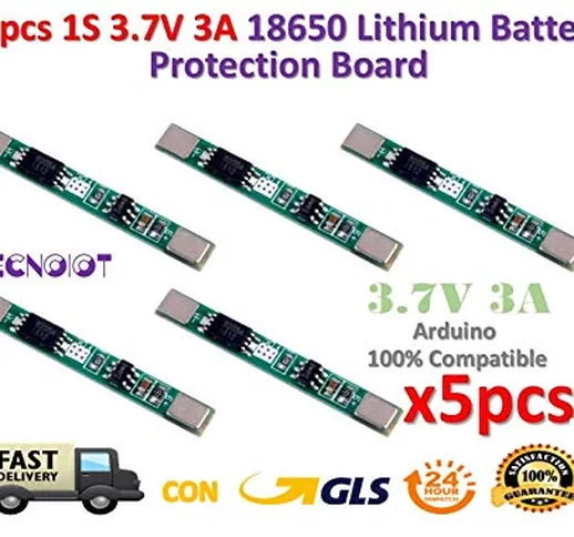 TECNOIOT 5pcs 1S 3.7V 3A li-Ion BMS PCM Battery Protection Board 18650 Lithium Battery
