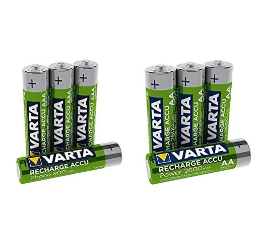 Varta Batteria Recharge Phone Accu Micro Ni-MH & 571644 Batteria Ricaricabile Aa Stilo, 26...